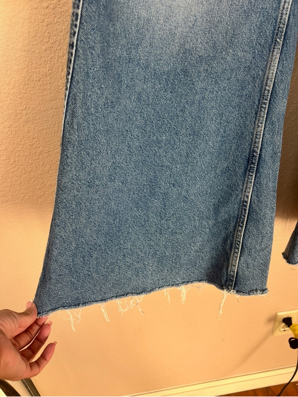 We The Free Cotton Wide Leg Raw Hem High Rise Denim Boho Jeans Size 28 - Picture 4 of 14